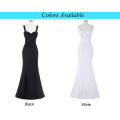 Grace Karin Sexy White Occident Women's Padded Backless V-Neck Long Mermaid Party Dress CL008943-2